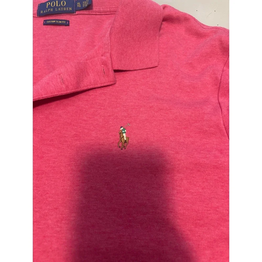 Polo Ralph Lauren Mens Custom Slim Fit Polo Shirt Pink Heather XL Short Sleeve